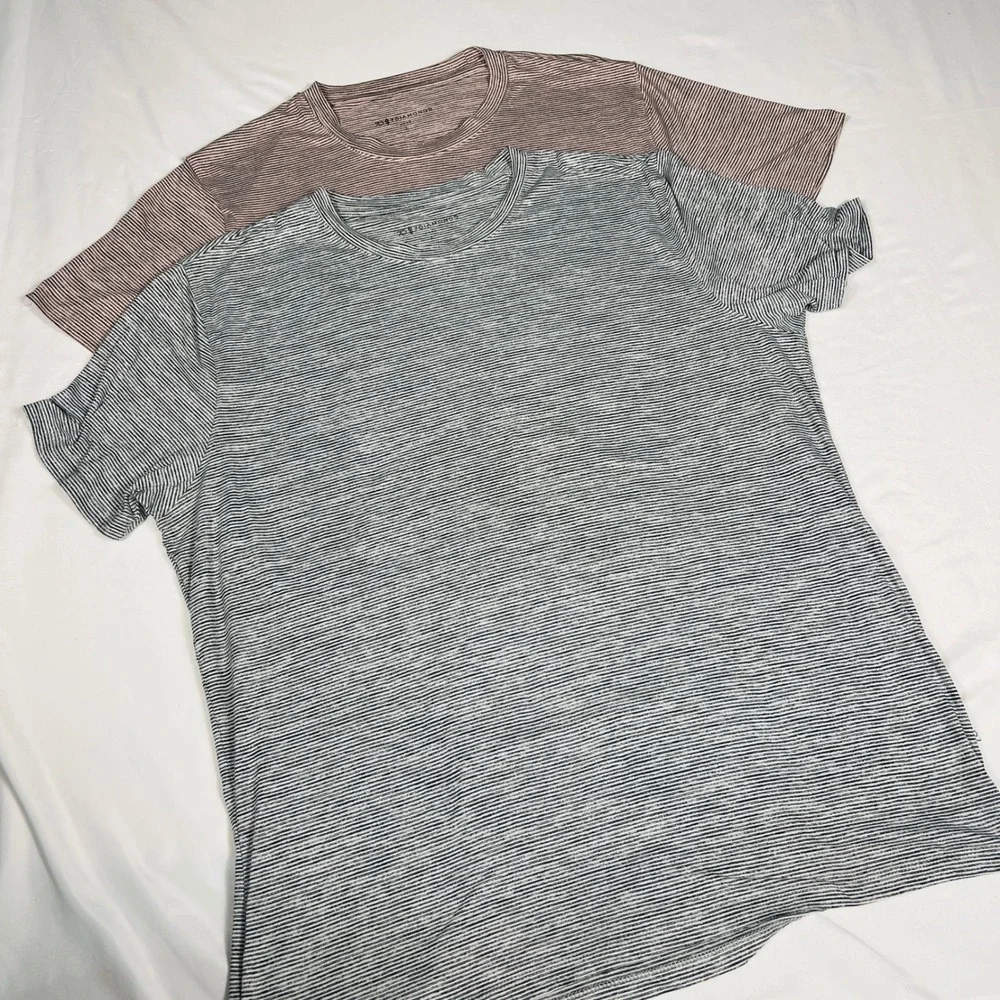 7 Diamonds Core Crew Men 2 Pack Micro Stripe Performance T-Shirt Grey Pink Large
